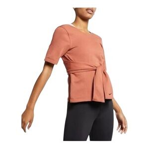 Nike Studio Yoga Training Top‎ SS Wrap Rust Size Small